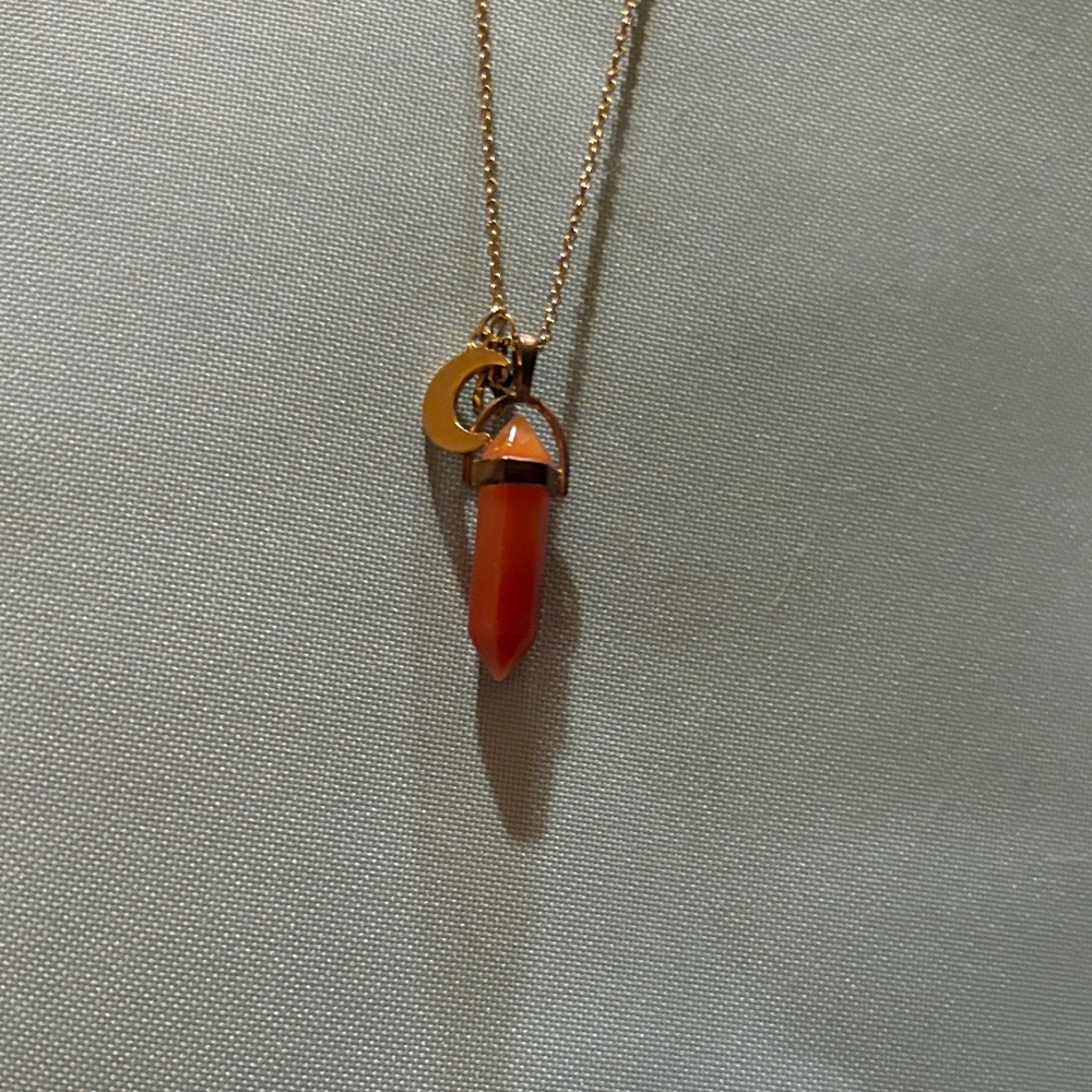 Alex and Ani Gold Necklace with Carnelian Crystal Pendant